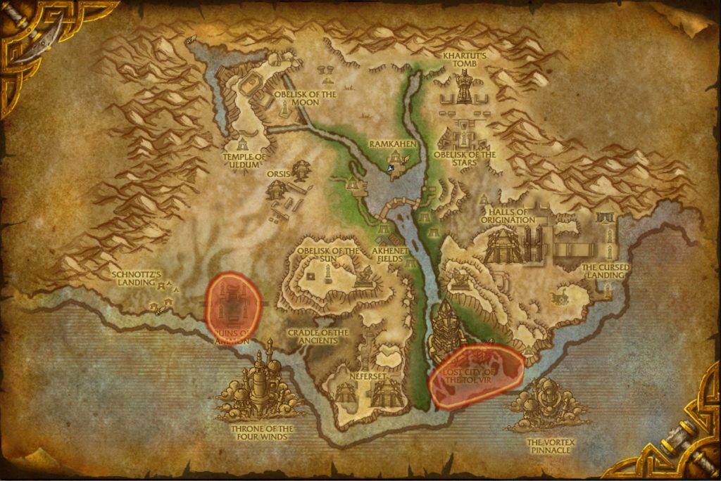 wow cataclysm archeology zone map