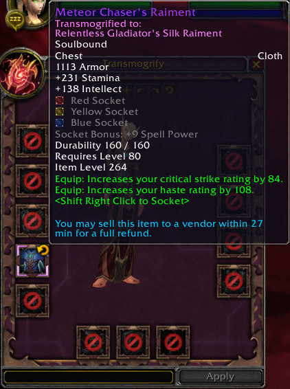 wow cataclysm transmogrified item