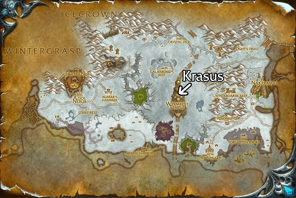wotlk battered hilt quest krasus map