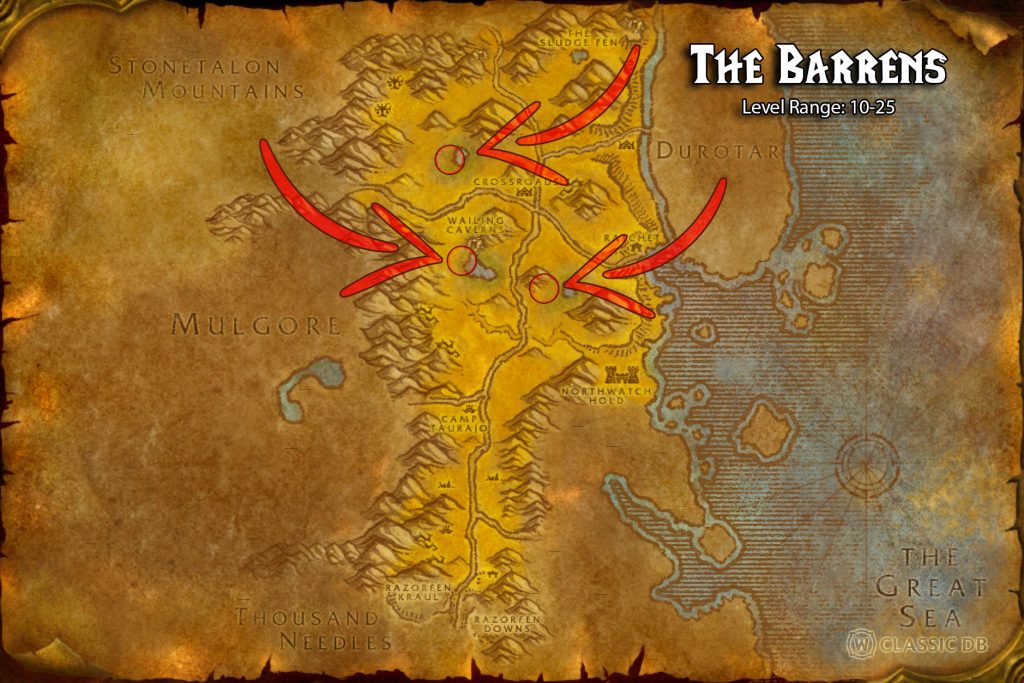 barrens location of regeneration rune sod map kolkar booty chests