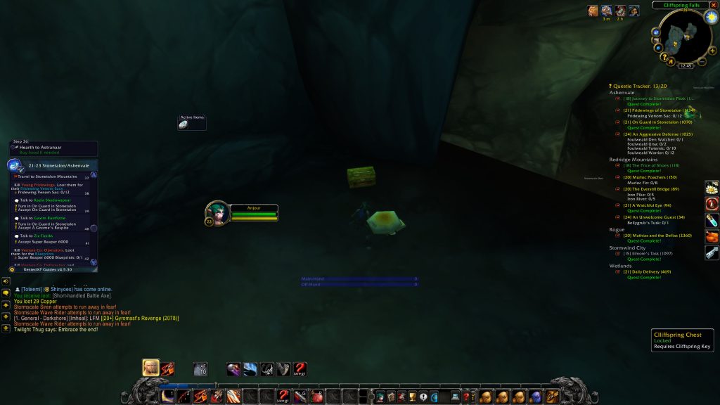 cliffspring chest in cliffspring falls blade dance night elf sod rune wow