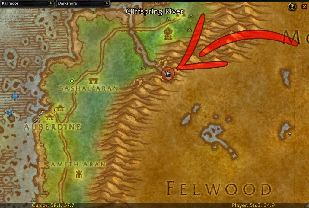 cliffspring river map blade dance night elf sod rune wow