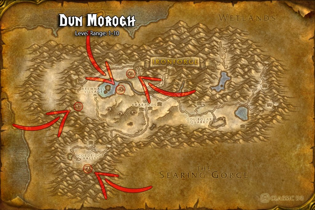 frostmanes in dun morogh location of living flame rune sod map