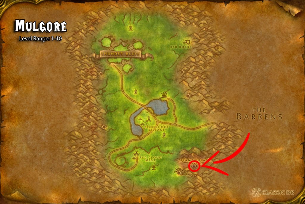 location of brambleblade ravine cave mulgore wow sod