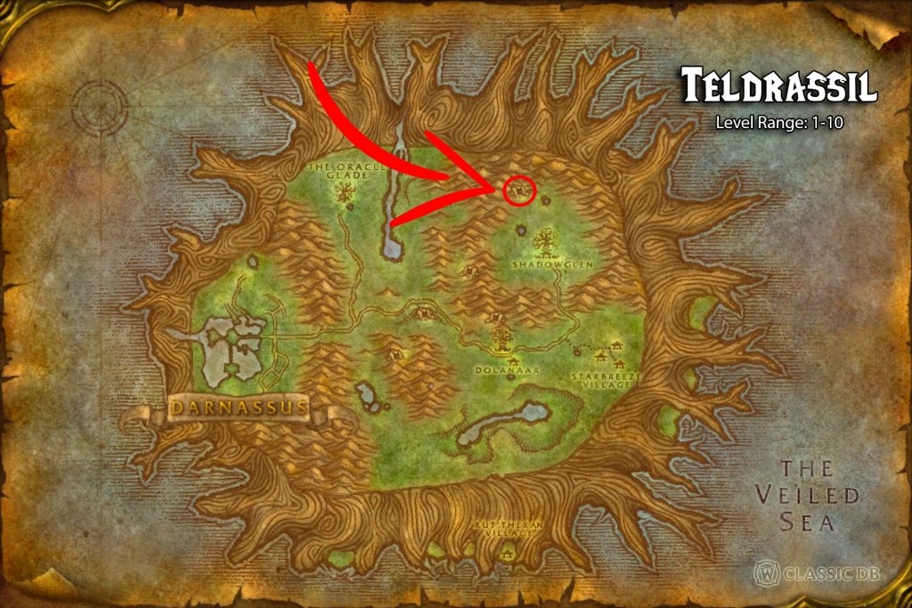 location of githyiss the vile cave in teldrassil wow sod