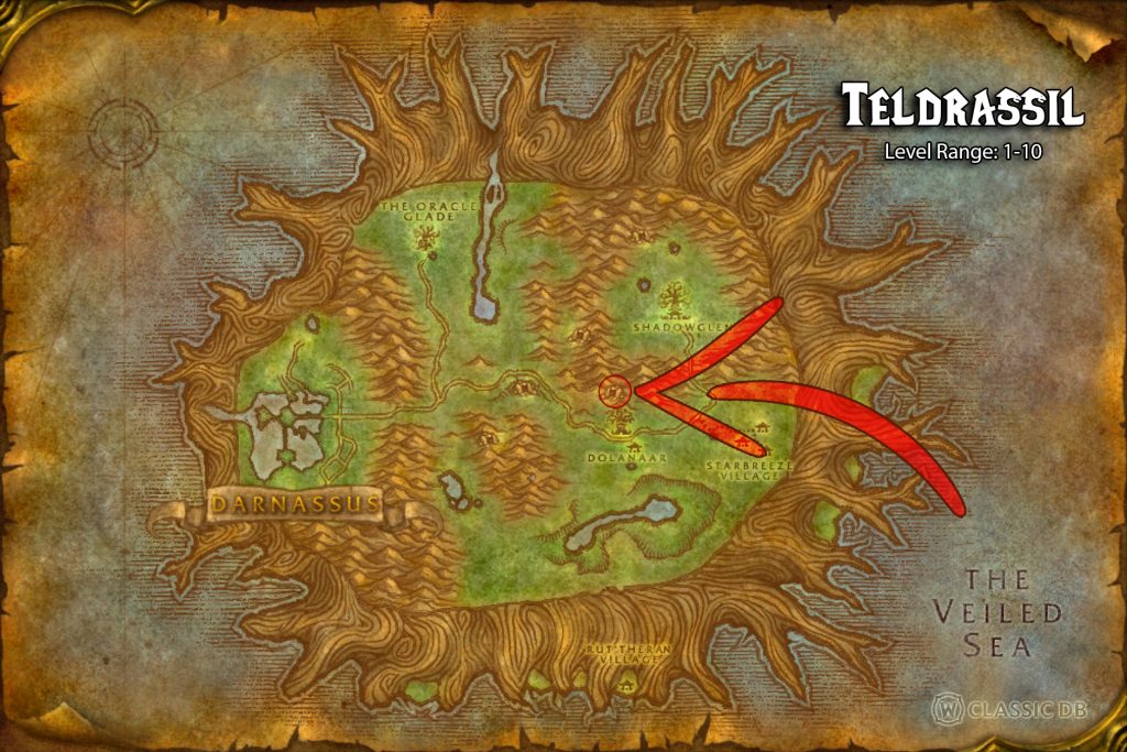 location of lord melenas npc teldrassil shared pain night elf sod rune wow