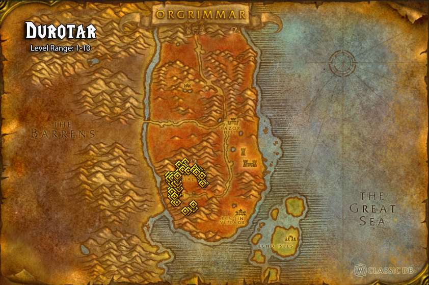 location of scorpid warriors durotar wow sod