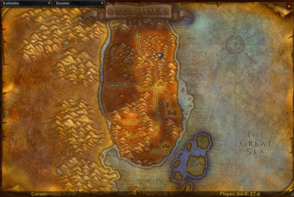 map jump location slaughter from the shadows rune durotar orc sod rogue rune wow