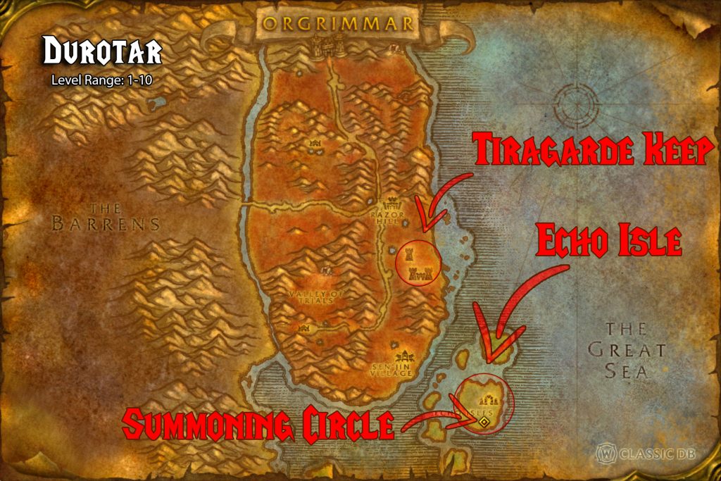 map location of mobs for demonic grace rune ritual sod durotar warlock rune wow v2