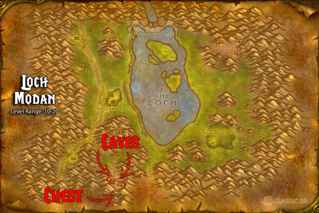 map location of caves and chest hand of reckoning rune sod loch modan paladin rune wow v2