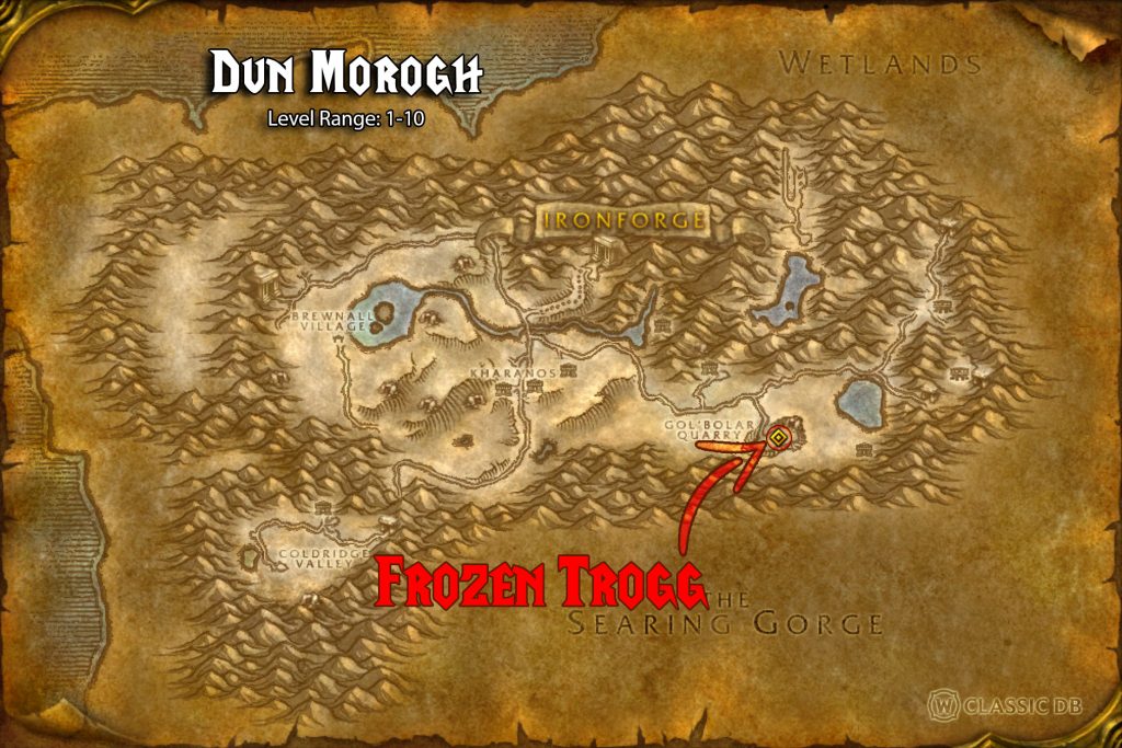 map location of frozen trogg chaos bolt rune rune sod dun morogh warlock rune wow