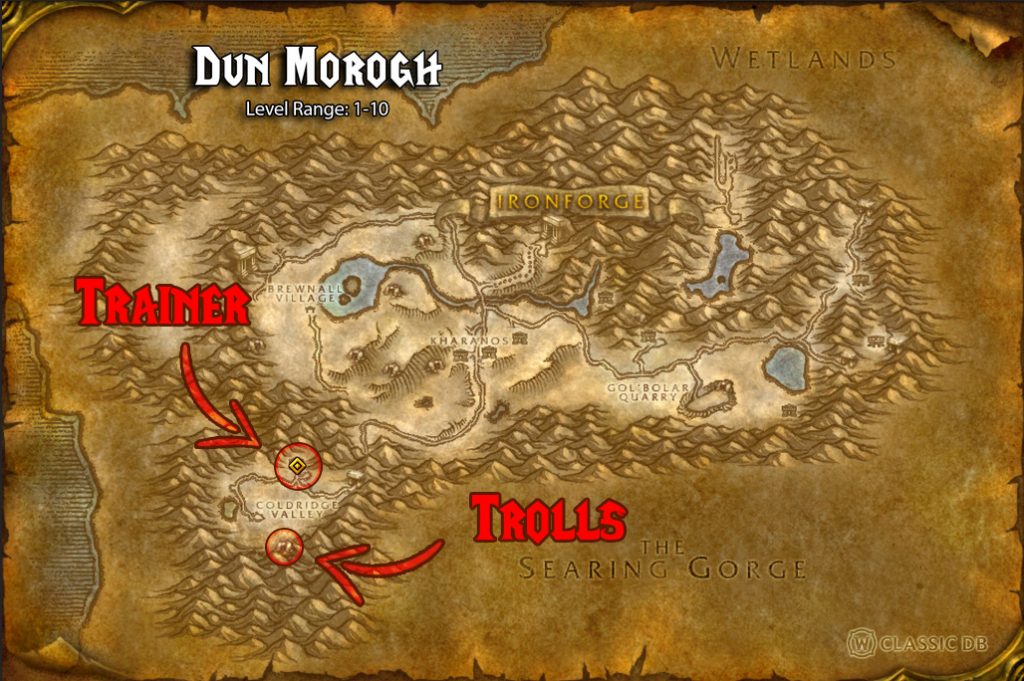 map location of trainer and troll mobs bromos grummner crusader strike rune sod paladin rune wow