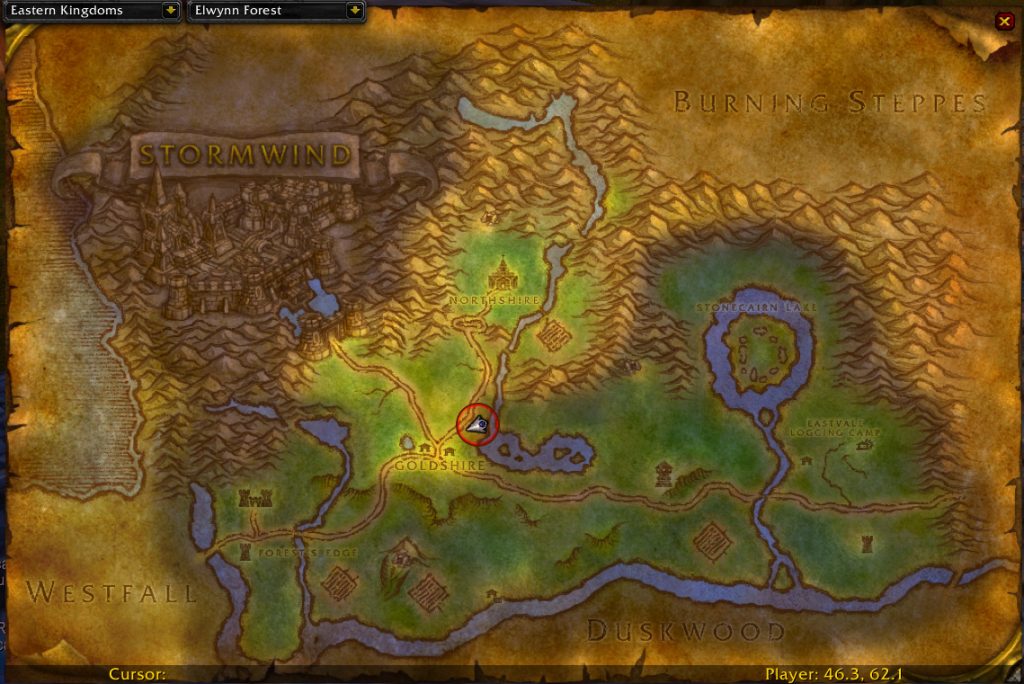 north of goldshire map slaughter from the shadows rune elwynn forest human sod rogue rune wow