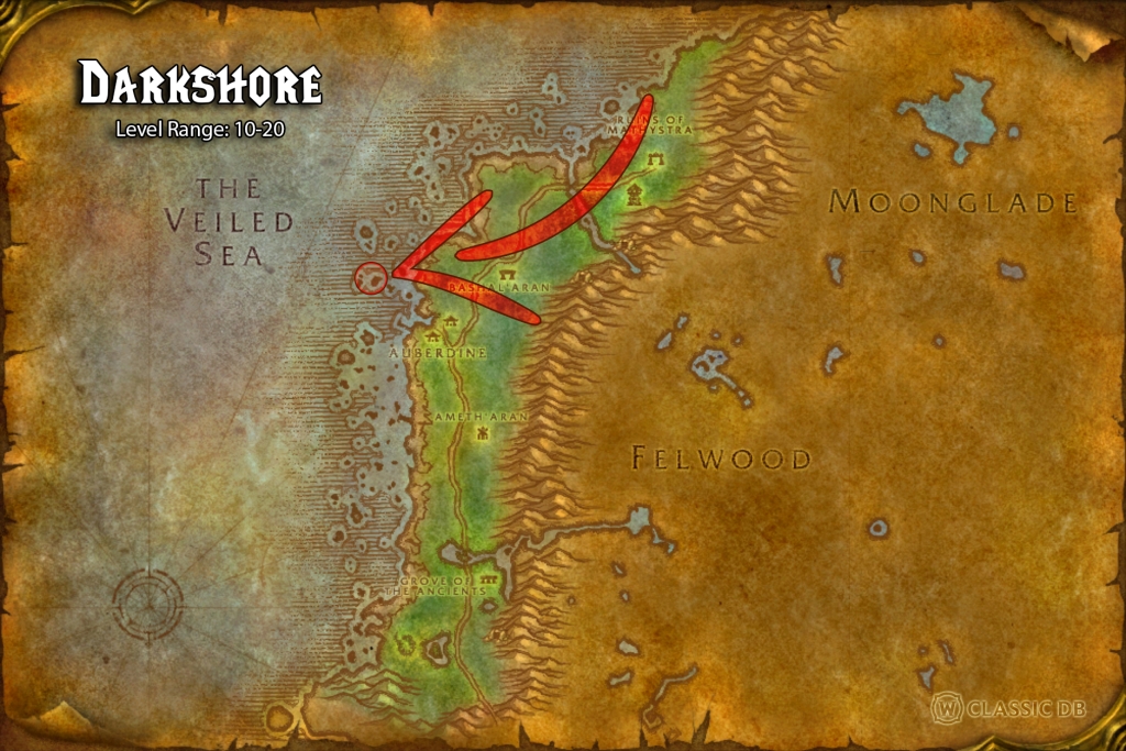 where to find rogue saber slash darkshore alliance