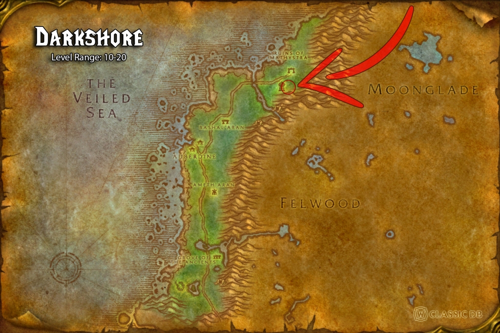 where to find warlock shadow bolt volley alliance darkshore 1