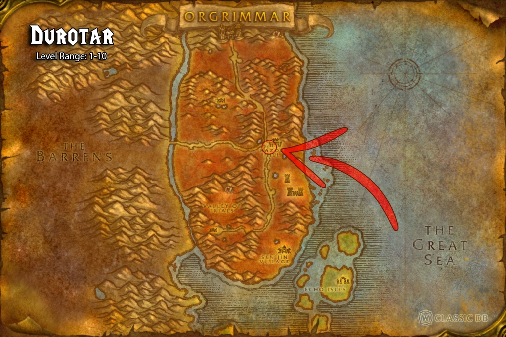 where to find warrior devastate horde durotar