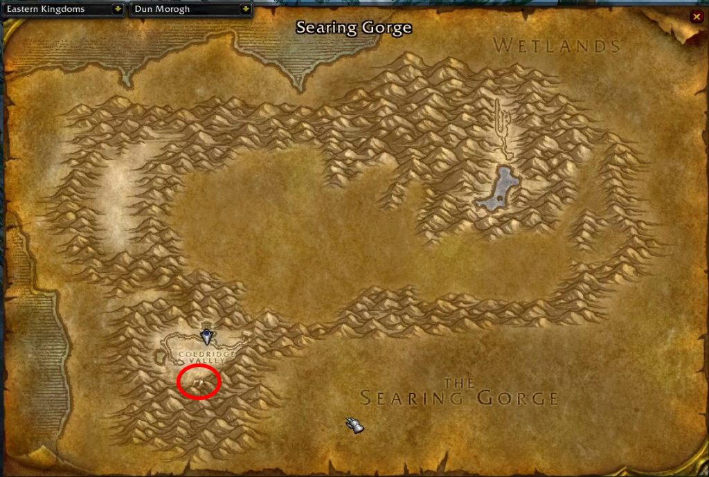 wow sod dwarf map location of cave for victory rush rune