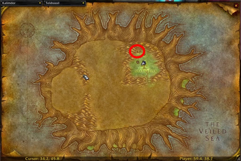 wow sod night elf warrior cave map location victory rush rune