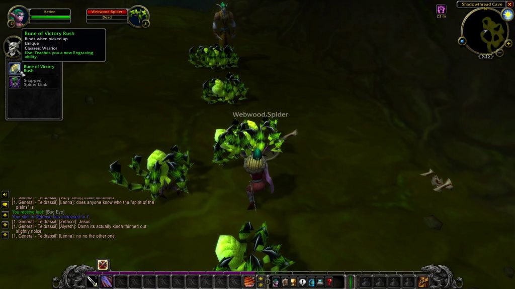 wow sod night elf warrior dead spider victory rush rune