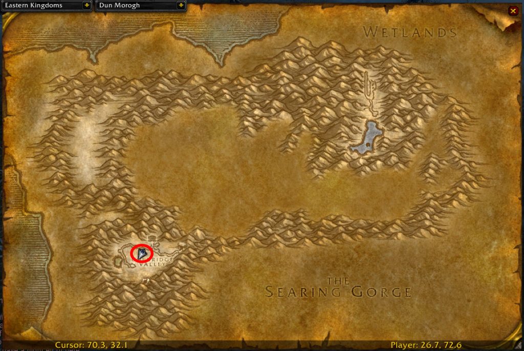wow sod priest penance rune dwarf map location of chest