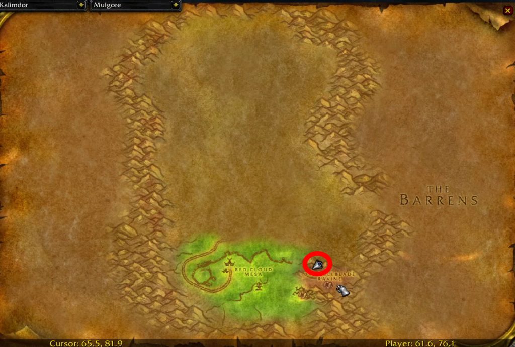 wow sod tauren warrior victory rush rune map location v2