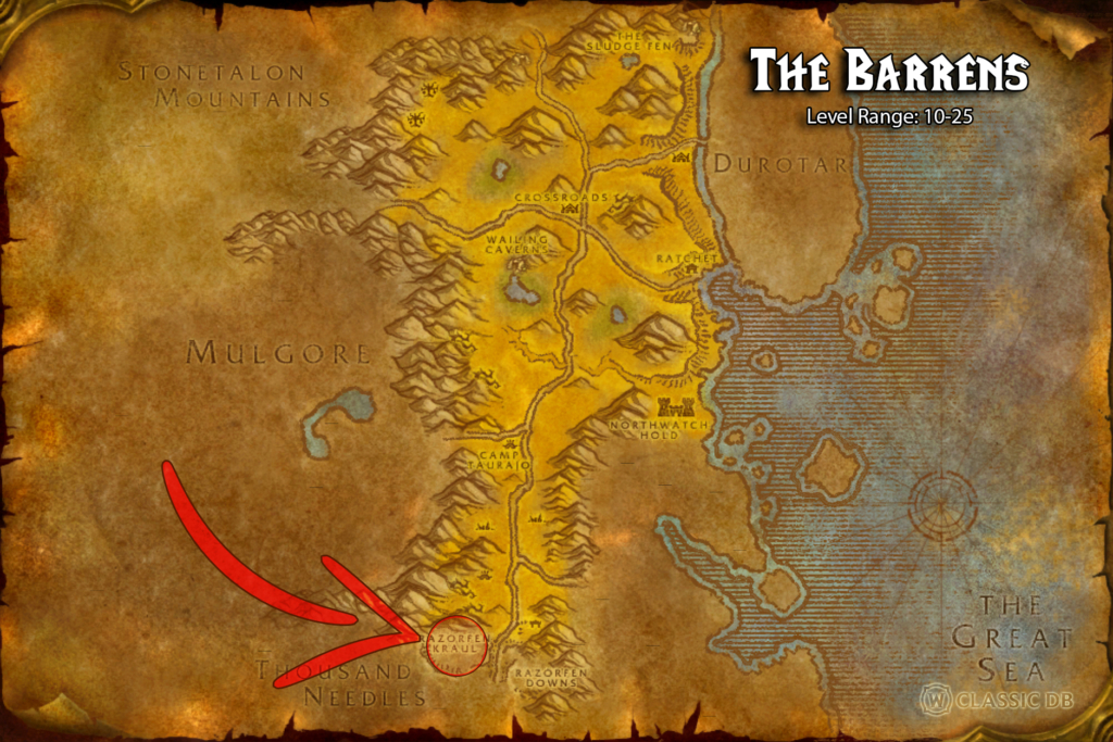 how to find maelstrom weapon rune the barrens step 1