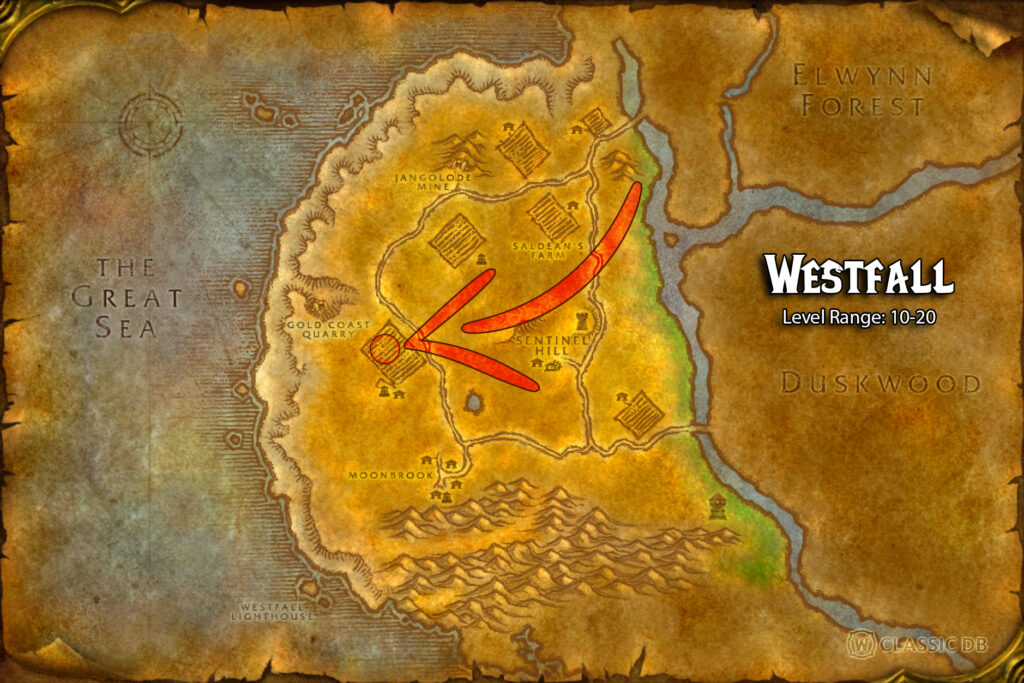 SoD Sleeping Bag Quest Westfall Map
