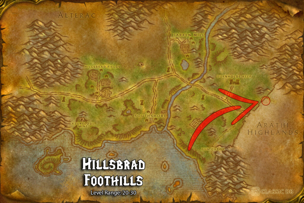 SoD Sleeping Bag Quest Hillsbrad Foothills Map