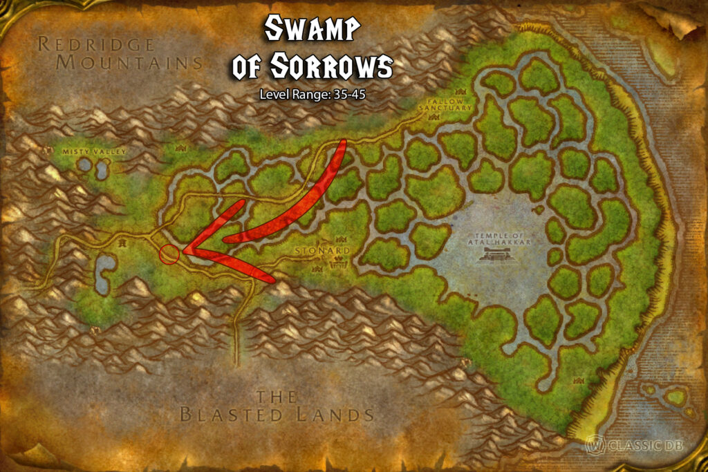 how to find invigoration rune in swamp of sorrows step 1