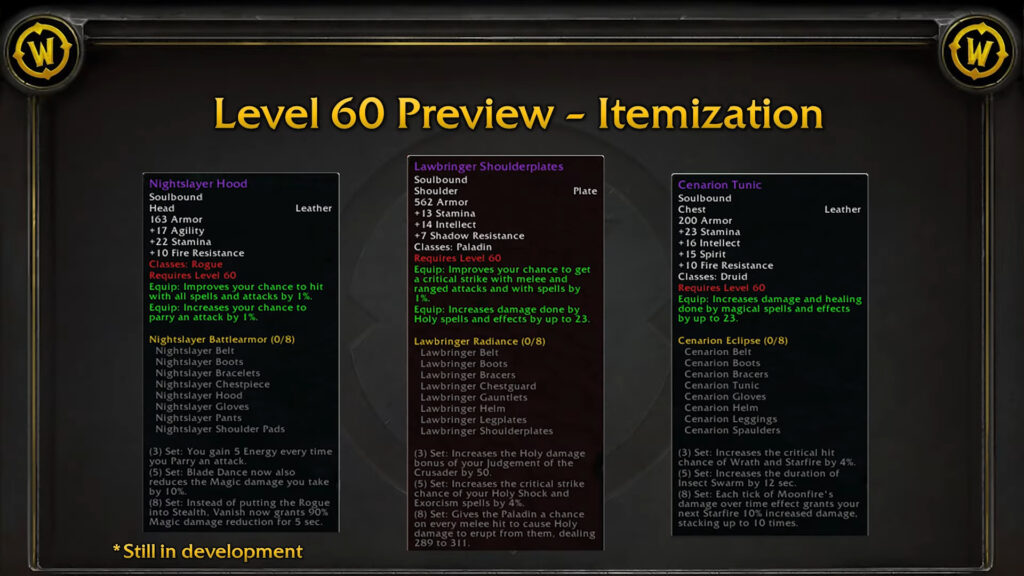 season of discovery level 60 itemization preview items