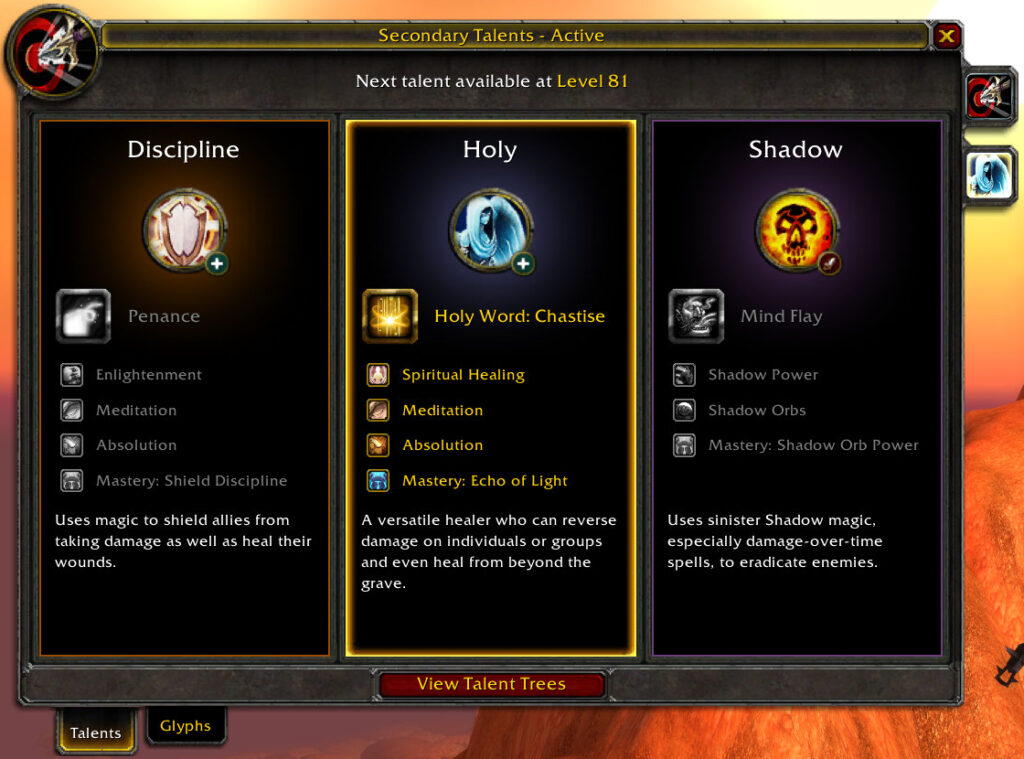 holy priest specialization cataclysm