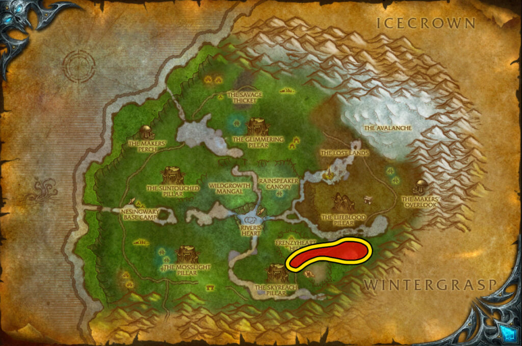 sholazar basin 395 450 cataclysm classic skinning map