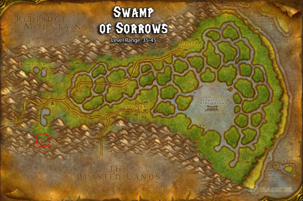 season of discovery swamp of sorrows itharius map location