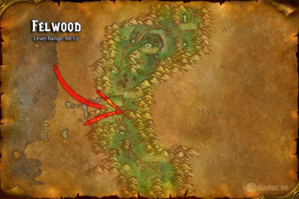 where to find hammer of the righteous rune in felwood 1 rope for climbing up
