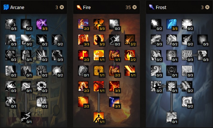 cataclysm fire mage leveling talent build