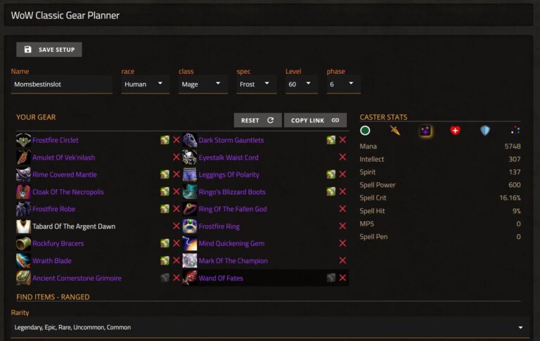 wow classic gear planner & equipment upgrades