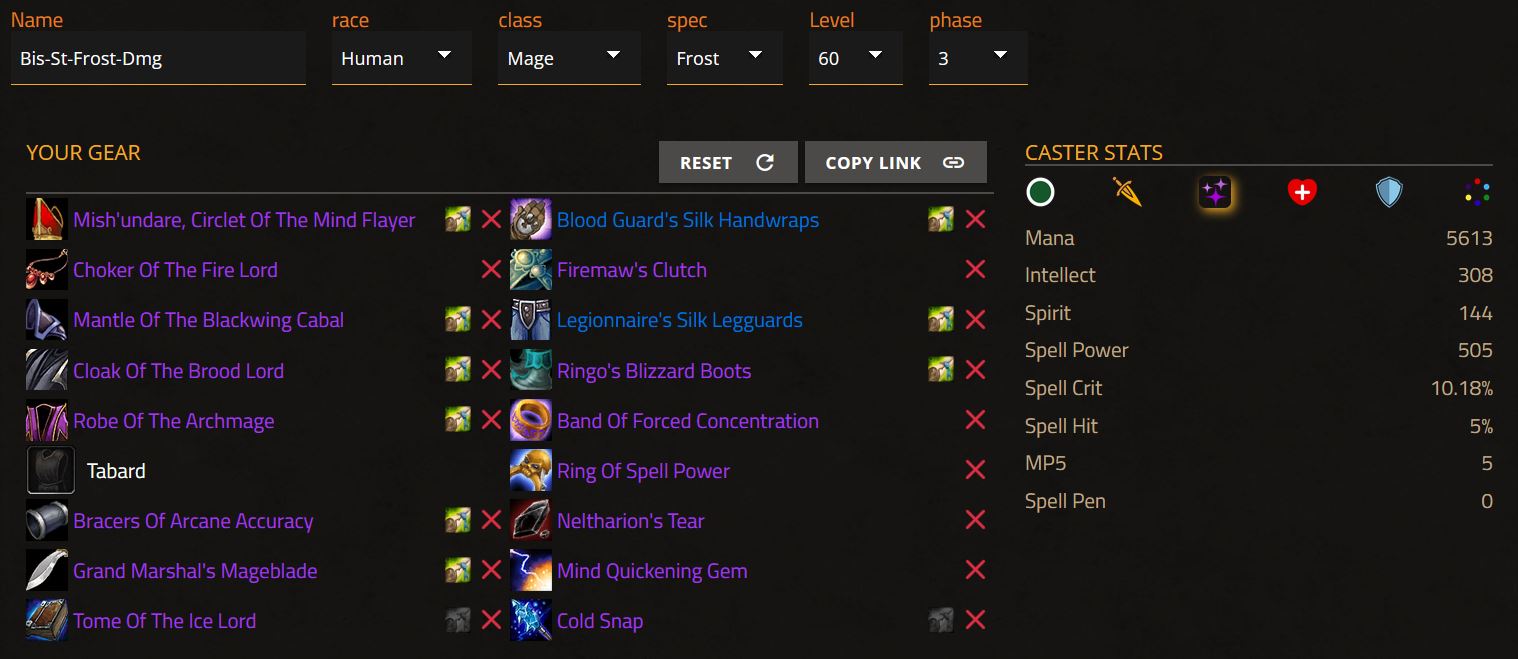 mage bwl bis lists phase 3 mage compendium