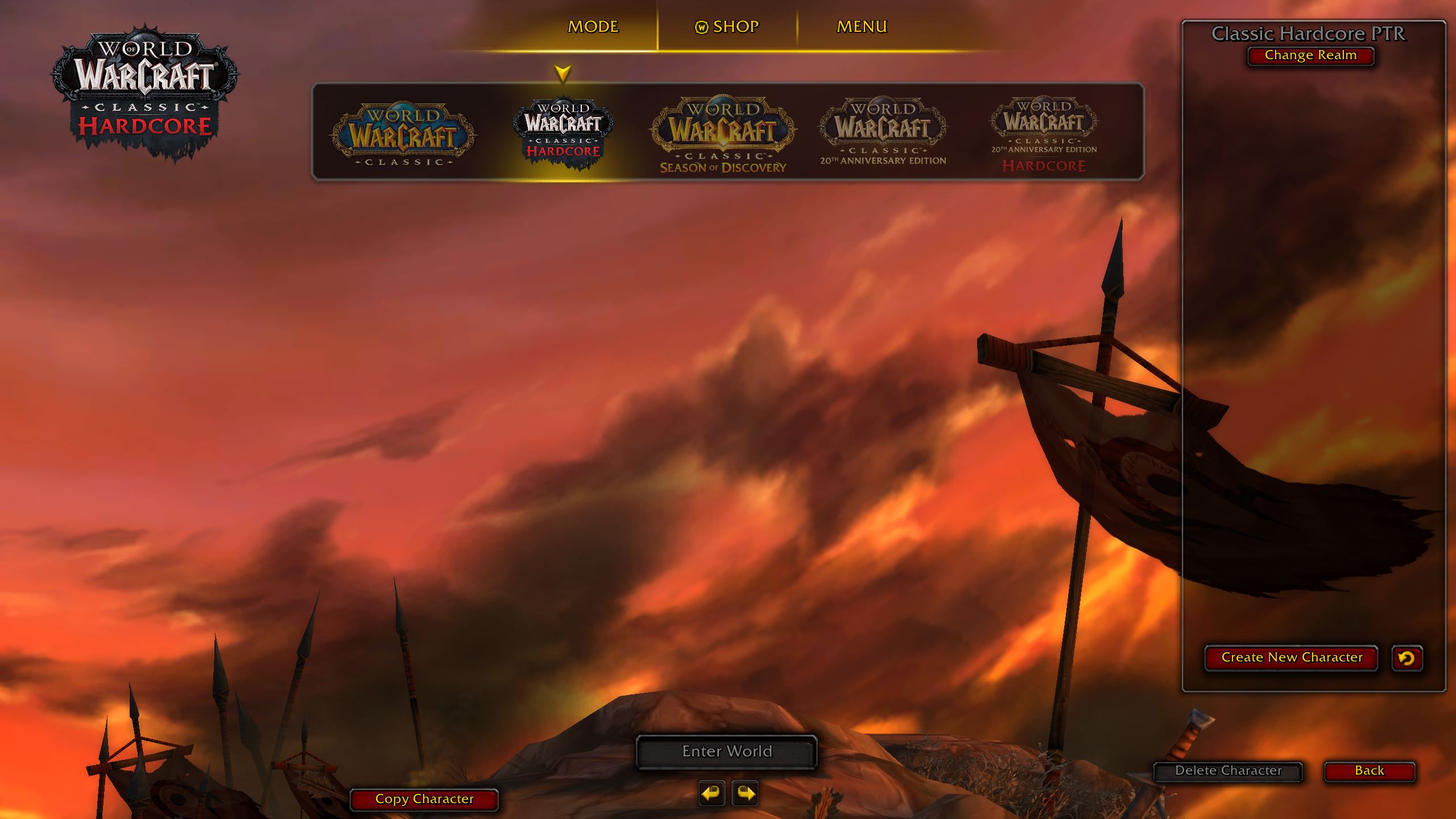 WoW Classic New Character Select Screen - Version Switcher UI