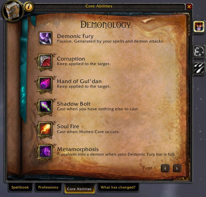 demonology warlock core abilities window
