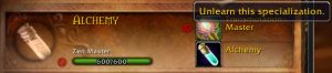 alchemy unlearn specialization button