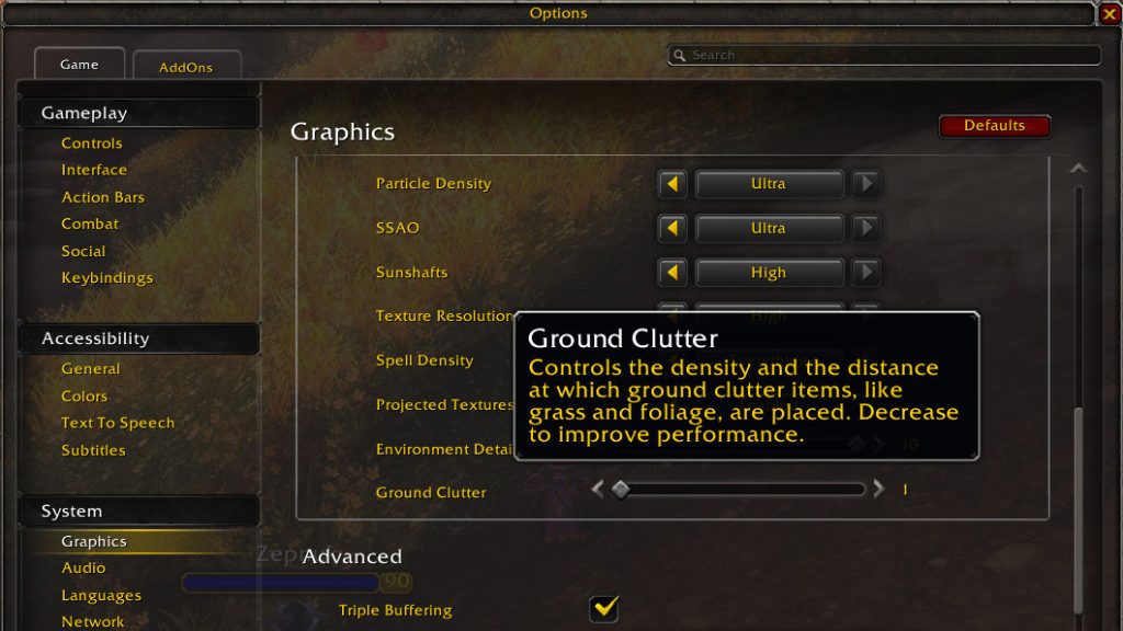 herbalism ground clutter graphics settings